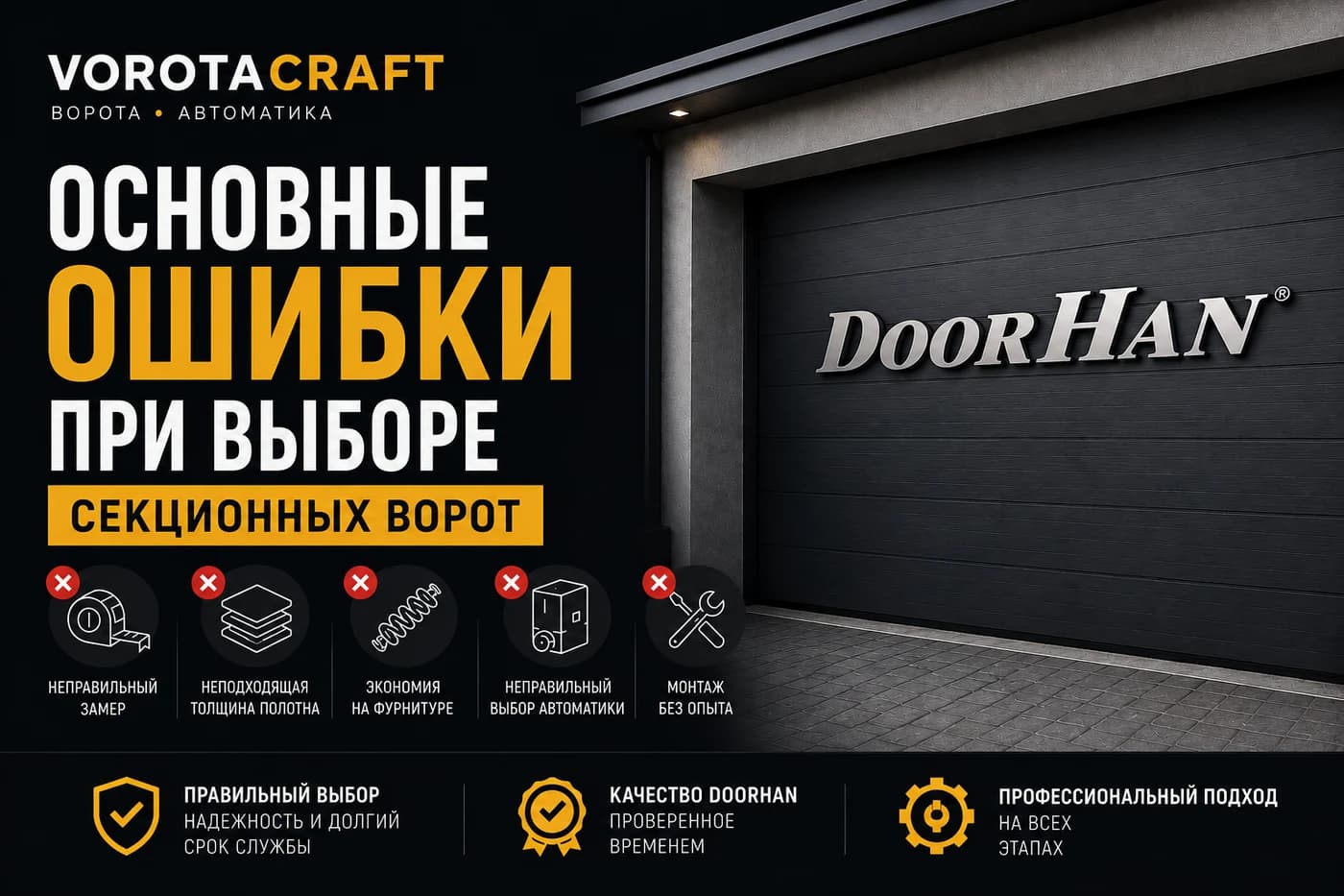 на изображении продемонстрированы распространенные ошибки при выборе ворот