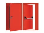 Дверь DoorHan/1450/2050/Противопож.EI60/двухств./остеклен./глад./глад./RAL7035/лев./угл. рама
