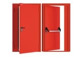 Дверь DoorHan/1550/2050/Противопож.EI60/двухств./остеклен./глад./глад./RAL7035/прав./угл. рама